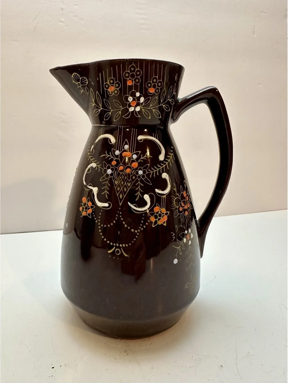 Vintage Japanese Moriage Redware Teapot/Pitcher Hand-Painted Set -